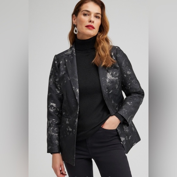 Chicos Jacquard Dressy Blazer Black/Sliver US Size 6 - Picture 1 of 7